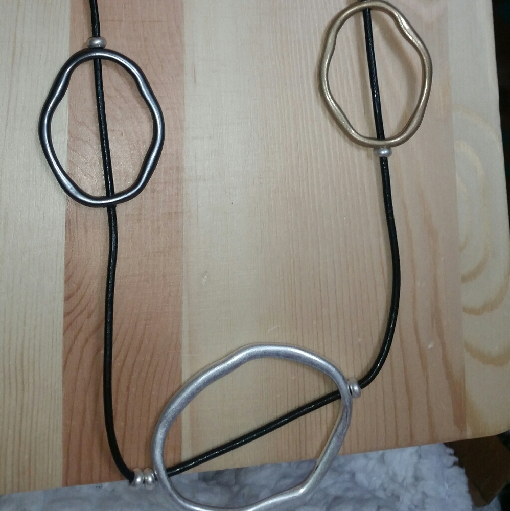 Sweet Lola Silver/Gold/Black Oval Statement Neckla